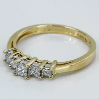 Vintage 10k Yellow Gold Princess Diamond Anniversary Wedding Band Ring
