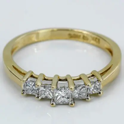 Vintage 10k Yellow Gold Princess Diamond Anniversary Wedding Band Ring - Image 2