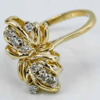 14k Yellow Gold Diamond Bow Cocktail Ring