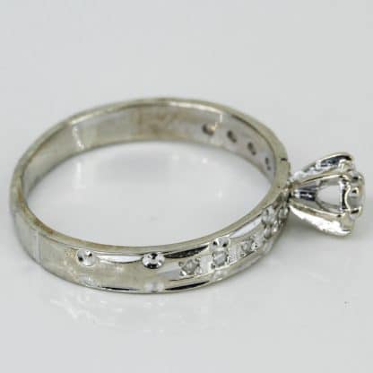 10k White Gold and Diamond Bridal Engagement Ring and Wedding Band Set - Image 4