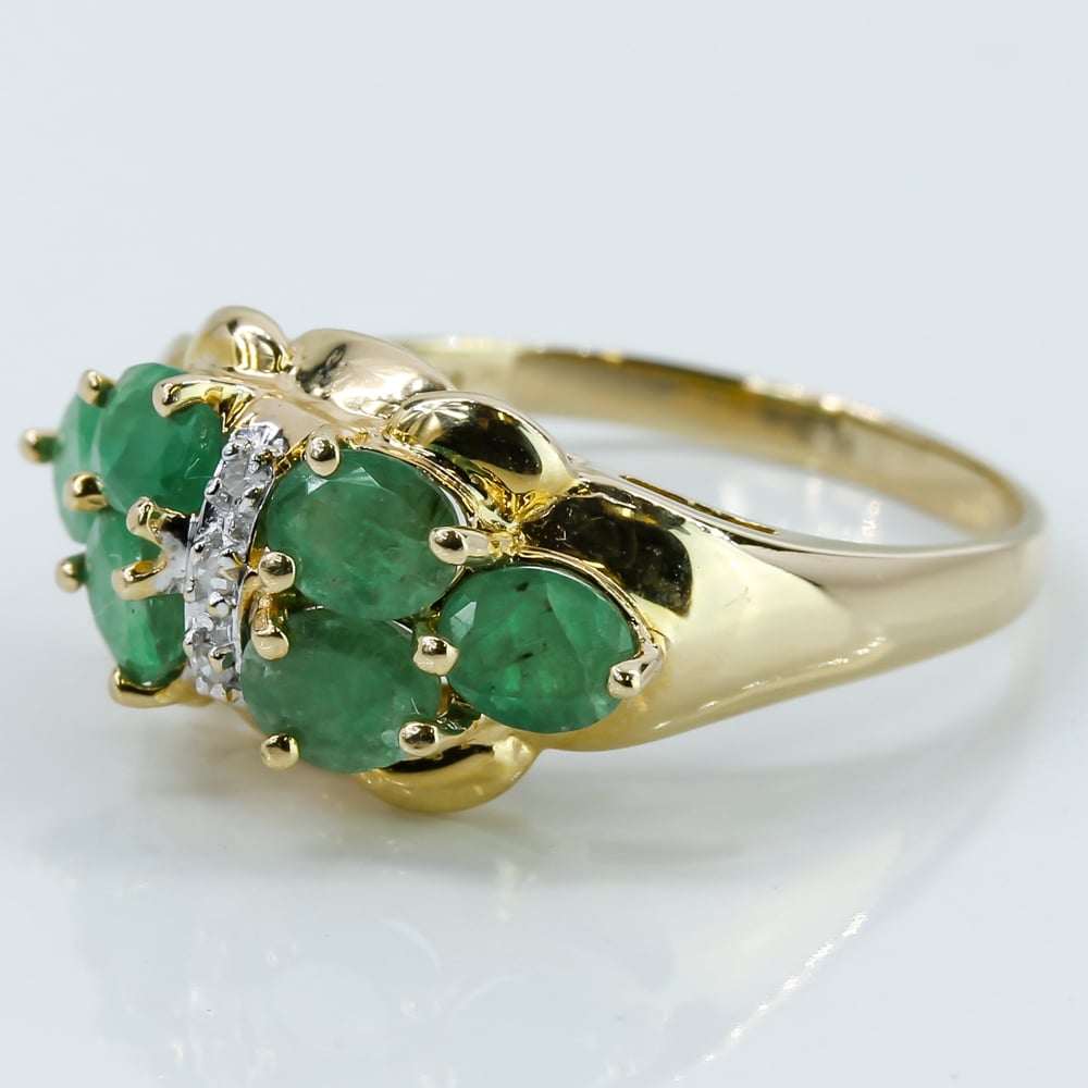 14k Gold Emerald & Melee Ring - A&V Pawn