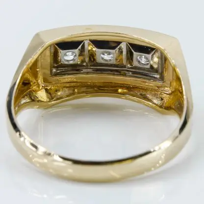 10K Two-Tone White and Yellow Gold 3-Diamond Wedding Band Ring by Magic Glo - Image 4