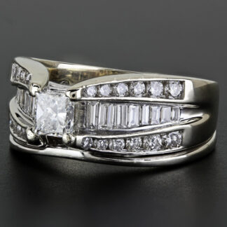 14k White Gold Princess Diamond Ring