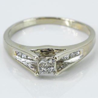 14k White Gold Princess Diamond Engagement / Anniversary / Cocktail Ring