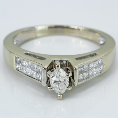 14k White Gold Marquise and Princess Diamond Anniversary/ Engagement Ring
