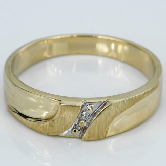 Vintage 10k Yellow Gold Brushed Diamond Wedding Band Ring