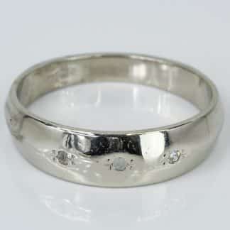 14k White Gold Diamond Melee Wedding Band Ring