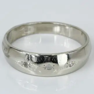 14k White Gold Diamond Melee Wedding Band Ring