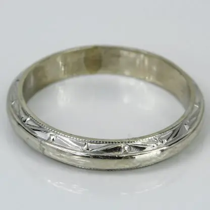 14k White Gold Vintage Wedding Band