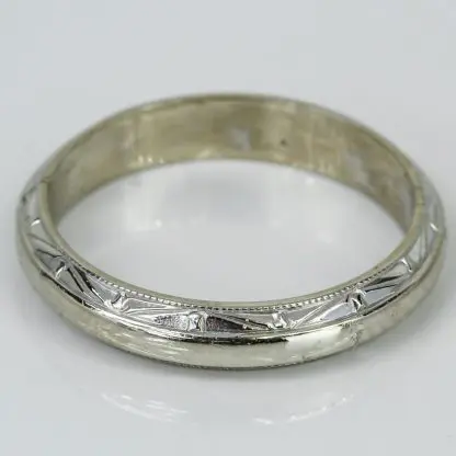 14k White Gold Vintage Wedding Band - Image 2