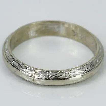 14k White Gold Vintage Wedding Band - Image 3