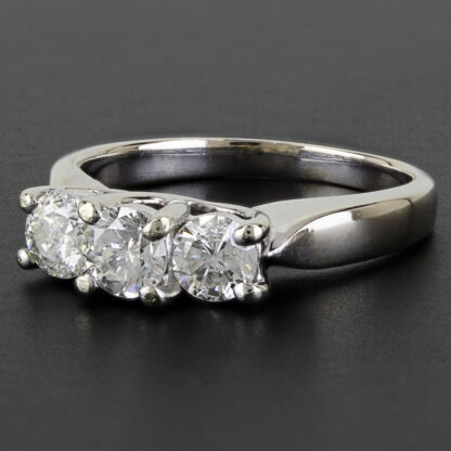 14K White Gold 3-Stone Diamond Anniversary Band Bridal Wedding Engagement Ring