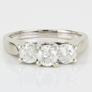 14K White Gold 3-Stone Diamond Anniversary Band Bridal Wedding Engagement Ring