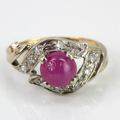 14K Pink Star Sapphire Diamond Ring