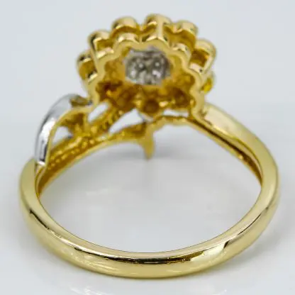 18k Two-Tone Yellow and White Gold CZ Cubic Zirconia Sunflower Ring - Image 3