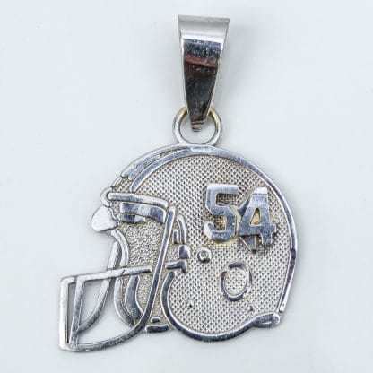 14k White Gold #54 Football Helmet Pendant Charm