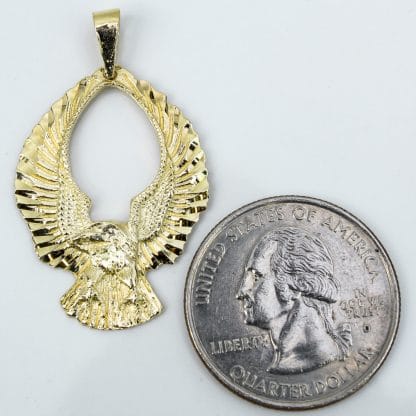 Vintage 14k Yellow Gold Flying Eagle Bird Pendant Charm - Image 2