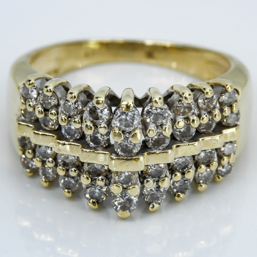 14k Gold Diamond Cluster Band Ring - A&V Pawn