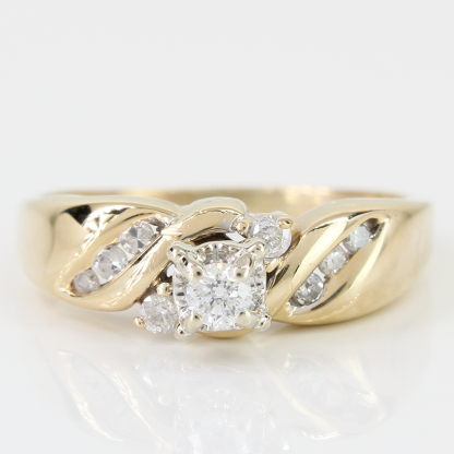 14K Yellow Gold Diamond Twist Engagement Ring