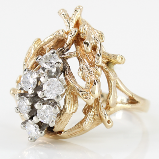 14K Gold Branches and Diamond Ring