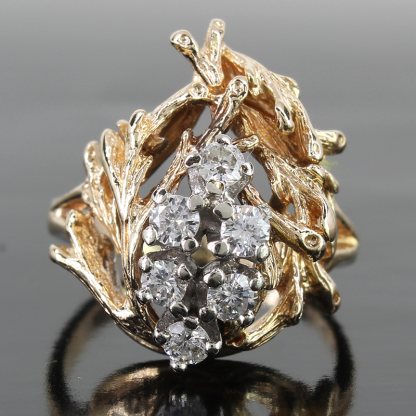 14K Gold Branches and Diamond Ring