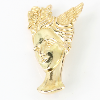 14K Gold Woman with Wings & Rose Pin