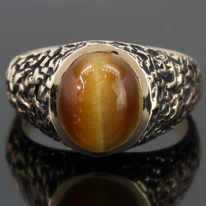 10K 2Tone Gold Tiger's Eye Sapphire Ring