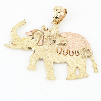 14K Gold Two-Tone Elephant Pendant