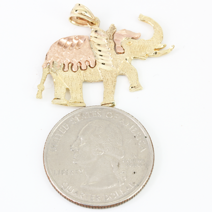 14K Gold Two-Tone Elephant Pendant