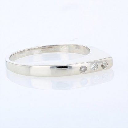 14K White Gold Diamond Offset Band Ring
