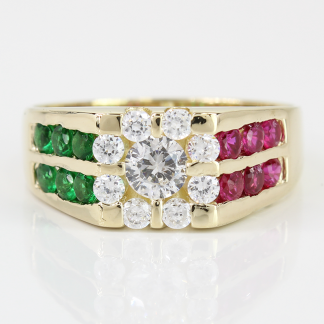 14k Yellow Gold Synthetic Gems & CZ Cubic Zirconia Ring