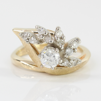Vintage 14k Yellow Gold European Shank Diamond Engagement Ring