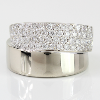 14k White Gold 58-Diamond Pave Wide Band Ring