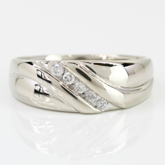 10k White Gold Diamond Anniversary Band - Elegant Wedding Ring