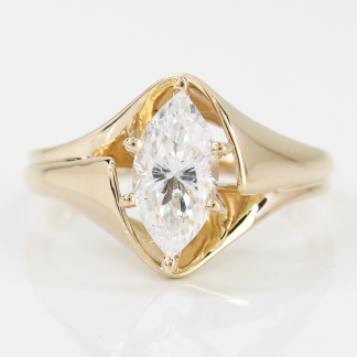 14k Yellow Gold Marquise Cubic Zirconia Ring