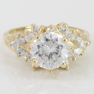 14k Yellow Gold CZ Stone Cocktail Ring
