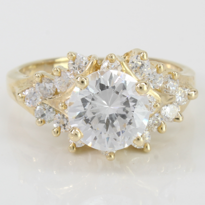 14k Yellow Gold CZ Stone Cocktail Ring