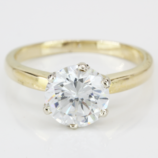 14k Yellow Gold Cubic Zirconia CZ Stone Solitaire Ring