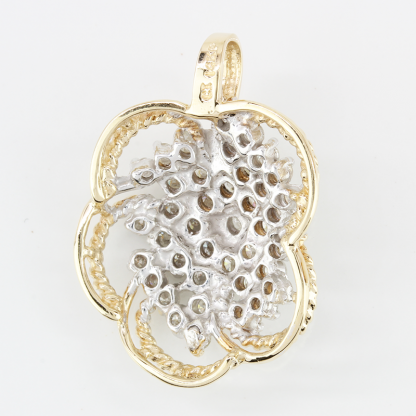 14k Yellow Gold Diamond Rope Flower Cluster Pendant - Image 2