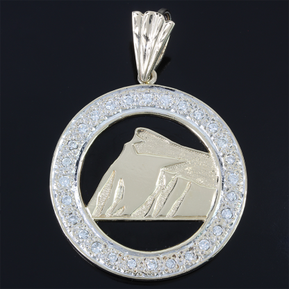 14k Yellow Gold Onyx and Diamond Rock of Gibraltar Pendant Charm - Image 4