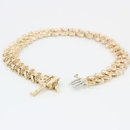 Vintage 10k Yellow Gold Tennis Diamond S Shape Link Anniversary Bracelet - Image 5