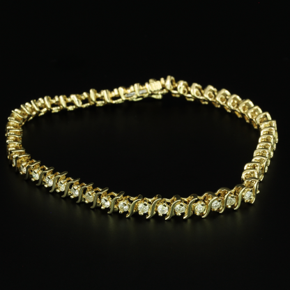 14k Gold Tennis Bracelet w/ Diamonds - Image 3