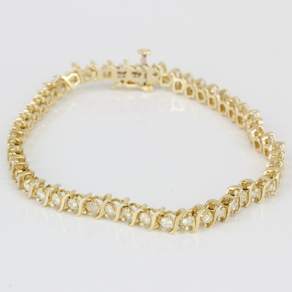 14k Gold Tennis Bracelet w/ Diamonds - Image 5