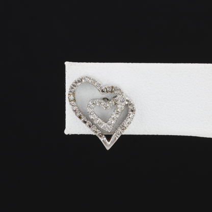 10k White Gold 74-Diamond Heart Studs - Image 4