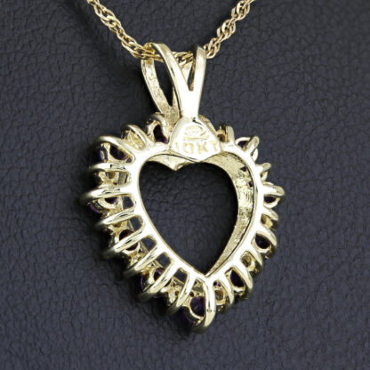 10k Gold Amethyst/Diamond Heart Pendant - Image 3