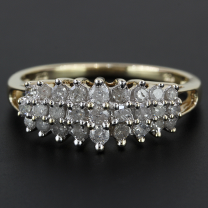 10k Yellow Gold Half Carat 27-Diamond Band Cocktail Ring - Image 6