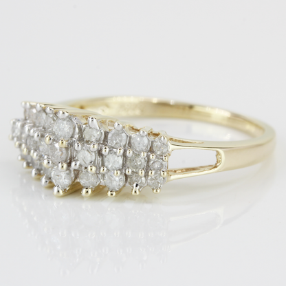 10k Yellow Gold Half Carat 27-Diamond Band Cocktail Ring - Image 2