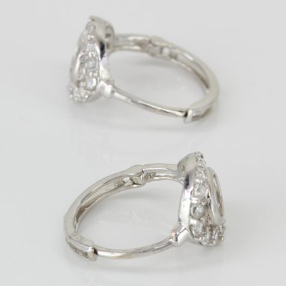 18k White Gold Hoop Earrings w/ CZ Stones - Image 2