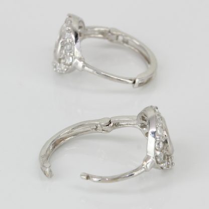 18k White Gold Hoop Earrings w/ CZ Stones - Image 3