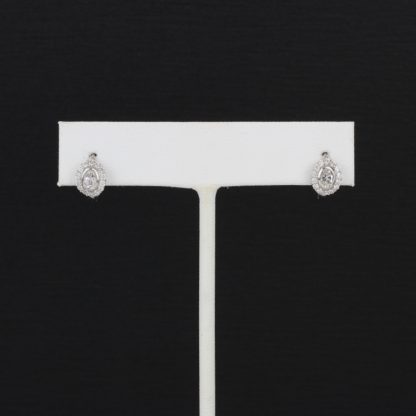 18k White Gold Hoop Earrings w/ CZ Stones - Image 5